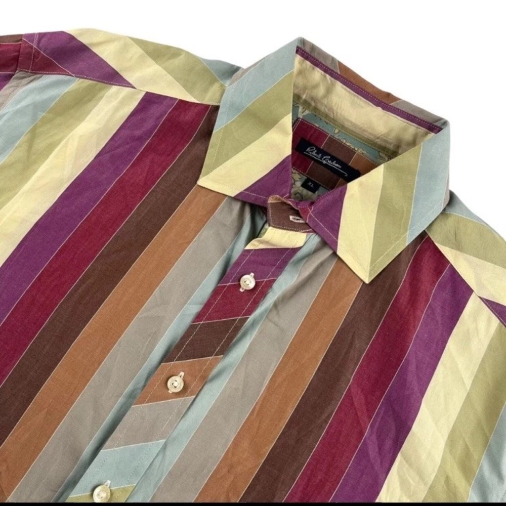 Robert Graham Men's Cotton Flip Cuff Button-Down Shirt Multicolor • XL
